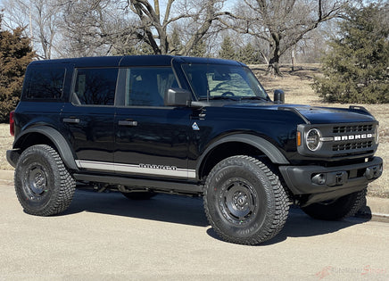 Side View of 2021-2026 Ford Bronco Side Stripes Full Size BEAM Door Accent Decals Vinyl Graphics Kits 3M