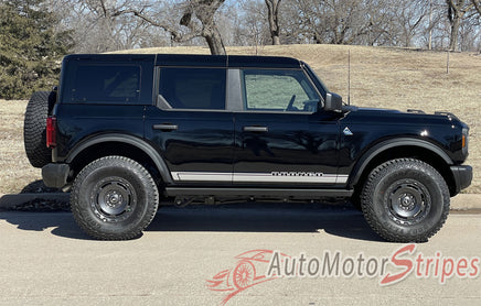 Profile view of 2021-2026 Ford Bronco Side Stripes Full Size BEAM Door Accent Decals Vinyl Graphics Kits 3M