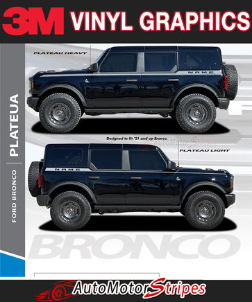 2021-2026 Ford Bronco Side Stripes Full Size PLATEAU Door Accent Decals Vinyl Graphics Kits 3M