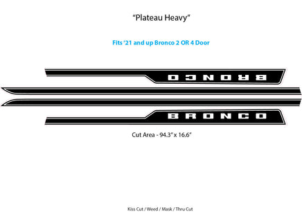 2021-2026 Ford Bronco Side Stripes Full Size PLATEAU Door Accent Decals Vinyl Graphics Kits 3M