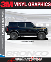 2021-2026 Ford Bronco Side Decals Full Size SUNSETTER MINI Door Accent Stripes Vinyl Graphics Kits 3M