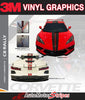 Promotional image of 3M vinyl graphics for Chevy Corvette C8 Rally with car designs on a gray background.