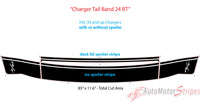 Diagram of a 'Charger Tail Band 24 RT' car decal with text and branding.