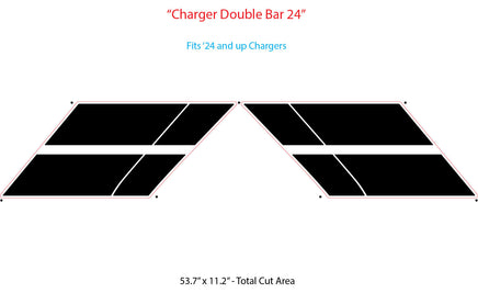 Diagram of a 'Charger Double Bar 24' with dimensions on a white background