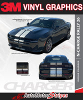 2026 Dodge Charger Sixpack with 3M vinyl graphics and AutoMotorStripes branding on a white background.