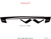 Black and white graphic for 2026 Dodge Charger Sixpack with side body vinyl graphics and stripes with measurement details on a white background