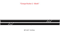 Black vinyl car wrap design on a white background with text indicating size and cut area.