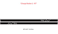 Black and white graphic of a car decal with 'Charge Rocker 2 - RT' text on a white background.