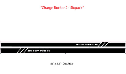 Black and white graphic of 'Sixpack' branding with text 'Charge Rocker 2 - Sixpack' on a white background.