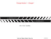 Design of a 'Charger' decal with cut area dimensions on a white background