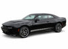 Black 2024-2026 Dodge Charger Sixpack muscle car with racing stripes on a white background