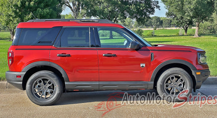 Detailed view of 2021-2026 Ford Bronco Sport TRADITIONS Side Body Stripes Upper Door Accent Decals Vinyl Graphics Kits 3M