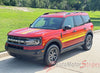 Detailed view of 2021-2026 Ford Bronco Sport SUNSETTER DIGITAL Side Body Door Vinyl Graphics with Hood Stripes Decals Kit