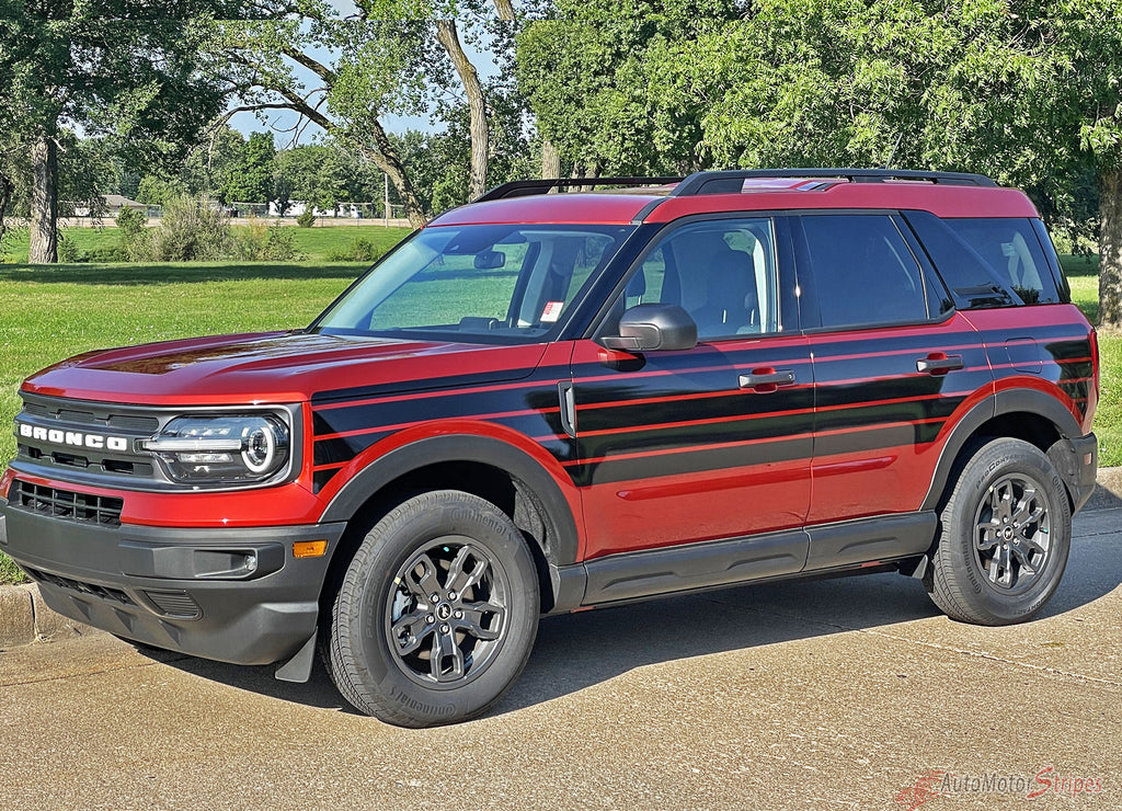 2021-2024 Ford Bronco Sport SUNSETTER SOLID COLOR Side Body Door Vinyl Graphics with Hood Stripes Decals Kit