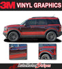Detailed view of 2021-2026 Ford Bronco Sport SUNSETTER SOLID COLOR Side Body Door Vinyl Graphics with Hood Stripes Decals Kit