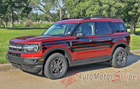 Detailed view of 2021-2026 Ford Bronco Sport SUNSETTER SOLID COLOR Side Body Door Vinyl Graphics with Hood Stripes Decals Kit