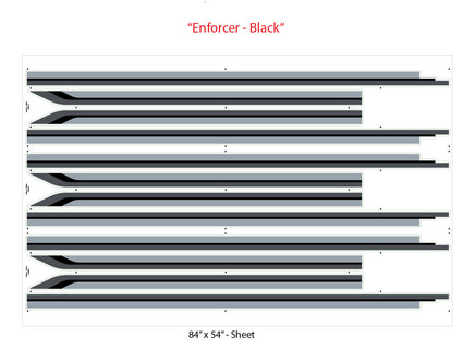 Detailed view of 2021-2026 Ford F-150 FP700 Side Door Stripes Vinyl Body Decals 3M Graphics - ENFORCER BLACK/GRAY