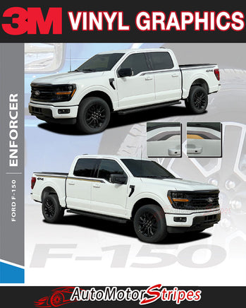 Detailed view of 2021-2026 Ford F-150 FP700 Side Door Stripes Vinyl Body Decals 3M Graphics - ENFORCER BRONZE