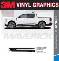 3M vinyl graphics advertisement for Ford Maverick with a white truck side view.