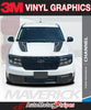 White Ford Maverick with black vinyl graphics on a promotional background for 3M Vinyl Graphics and AutoMotorStripes.