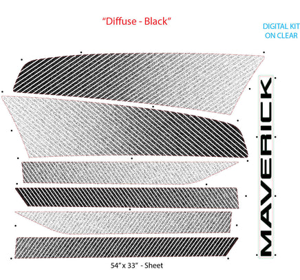 Ford Maverick Hood and Rocker Stripes DIFFUSE Decals Vinyl Graphics Kit 2022 2023 2024 2025 2026