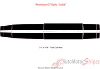 View of 2024-2026 Ford Mustang GT Racing Stripes Hood PREMIUM RALLY SOLID COLOR Vinyl Graphics 3M Decals