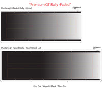 View of 2024-2025 Ford Mustang GT Racing Stripes Hood PREMIUM RALLY FADED Vinyl Graphics 3M Decals