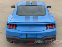 View of 2024-2025 Ford Mustang GT Racing Stripes Hood PREMIUM RALLY FADED Vinyl Graphics 3M Decals
