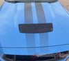 View of 2024-2025 Ford Mustang GT Racing Stripes Hood PREMIUM RALLY FADED Vinyl Graphics 3M Decals