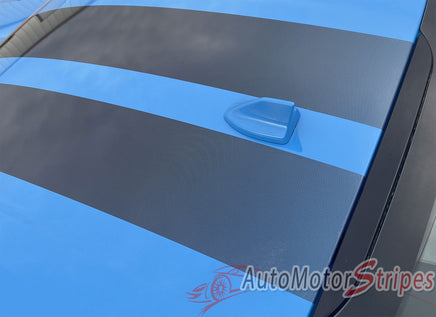 View of 2024-2025 Ford Mustang GT Racing Stripes Hood PREMIUM RALLY FADED Vinyl Graphics 3M Decals