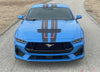 View of 2024-2025 Ford Mustang GT Racing Stripes Hood PREMIUM RALLY REDLINE Vinyl Graphics 3M Decals