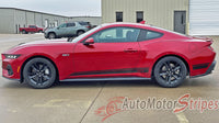 View of 2024-2025 Ford Mustang Side Door Lower Rocker Panel Stripes COAST Body Decals 3M Vinyl Graphics