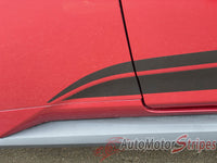 View of 2024-2025 Ford Mustang Side Door Lower Rocker Panel Stripes COAST Body Decals 3M Vinyl Graphics