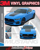View of 2024-2026 Ford Mustang GT Hood Stripes VAST Hood Decal Vinyl Graphics 3M Decals