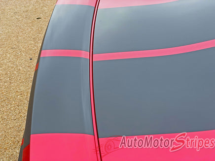 View of 2024-2026 Ford Mustang GT Racing Stripes Hood PERFORMANCE RALLY Vinyl Graphics 3M Decals