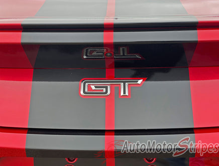 View of 2024-2026 Ford Mustang GT Racing Stripes Hood PERFORMANCE RALLY Vinyl Graphics 3M Decals