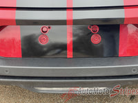 View of 2024-2026 Ford Mustang GT Racing Stripes Hood PERFORMANCE RALLY Vinyl Graphics 3M Decals