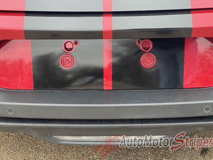 View of 2024-2026 Ford Mustang GT Racing Stripes Hood PERFORMANCE RALLY Vinyl Graphics 3M Decals