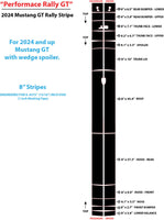 View of 2024-2026 Ford Mustang GT Racing Stripes Hood PERFORMANCE RALLY Vinyl Graphics 3M Decals