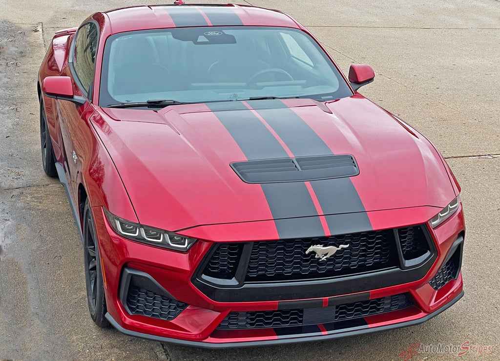 2024 Ford Mustang GT and Ecoboost Racing Stripes Hood PERFORMANCE RALLY Vinyl Graphics 3M Decals