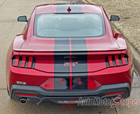 View of 2024-2026 Ford Mustang GT Racing Stripes Hood PERFORMANCE RALLY Vinyl Graphics 3M Decals