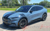 View of 2021-2026 Ford Mustang Mach-E Hood to Fender Stripes BREAKER ARC Bar Hood Decals Vinyl Graphics Kit