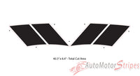 View of 2021-2026 Ford Mustang Mach-E Hood to Fender Stripes BREAKER DOUBLE BAR Hood Decals Vinyl Graphics Kit