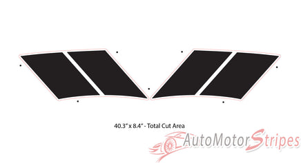 View of 2021-2026 Ford Mustang Mach-E Hood to Fender Stripes BREAKER DOUBLE BAR Hood Decals Vinyl Graphics Kit