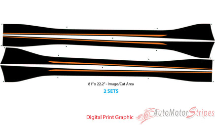 View of 2021-2026 Ford Mustang Mach-E Hood Stripes MACH SONIC DIGITAL Trunk and Side Rocker Rally Decals Vinyl Graphics Kit