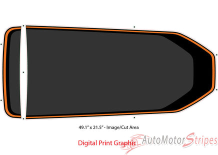 View of 2021-2026 Ford Mustang Mach-E Hood Stripes MACH SONIC DIGITAL Trunk and Side Rocker Rally Decals Vinyl Graphics Kit