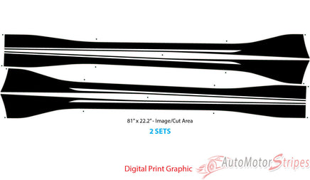 View of 2021-2026 Ford Mustang Mach-E Hood Stripes MACH SONIC DIGITAL Trunk and Side Rocker Rally Decals Vinyl Graphics Kit