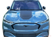 View of 2021-2026 Ford Mustang Mach-E Hood Stripes MACH SONIC SOLID Trunk and Side Rocker Rally Decals Vinyl Graphics Kit