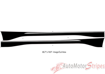 View of 2021-2026 Ford Mustang Mach-E Hood Stripes MACH SONIC SOLID Trunk and Side Rocker Rally Decals Vinyl Graphics Kit