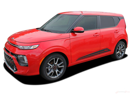 Red Kia Soul on a white background